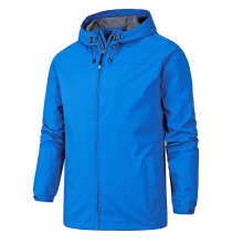 Pánska ľahká bunda VERUGU, tenká vetrovka, úzky zips, vrecko s dlhým rukávom, kapucňa, ochrana pred slnkom, outdoorová bunda, nebesky