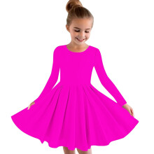 Girls Dresses Girls Long Sleeve Stretchy Dress A line Twirly Skater School Party Dress Hot Pink Easter Dresses for Girls