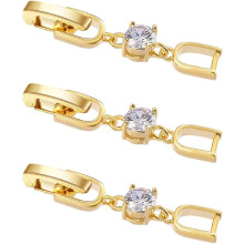 Extensores para Colar e Pulseira, Conjunto de 3 Peças com Fecho Dobrável Banhado a Ouro e Strass para Mulheres