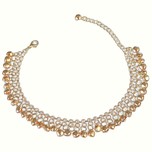 Pulseira de tornozelo feminina com pingente de sino e strass, joia para presente.