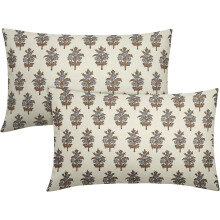 Braune und graue florale Lendenkissenbezüge 12x20, 2er-Set, Frühlings-/Sommer-Blumen- und Blätterdruck, rechteckige dekorative Kissenbezüge für