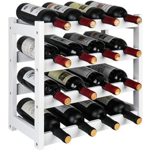 Bamboo Wine Rack Countertop 4-Tier 16-Bottle
