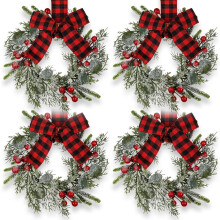 4-pack mini-julkransar med buffelpläd