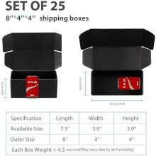 Szállítódobozok 8x4x4 hüvelykes fekete hullámkarton 25 db-os csomag
