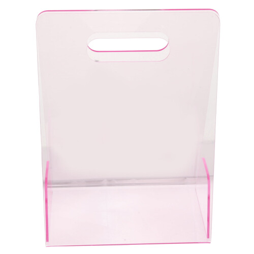 Jarrón de mano de acrílico rosa, 25x18x11cm