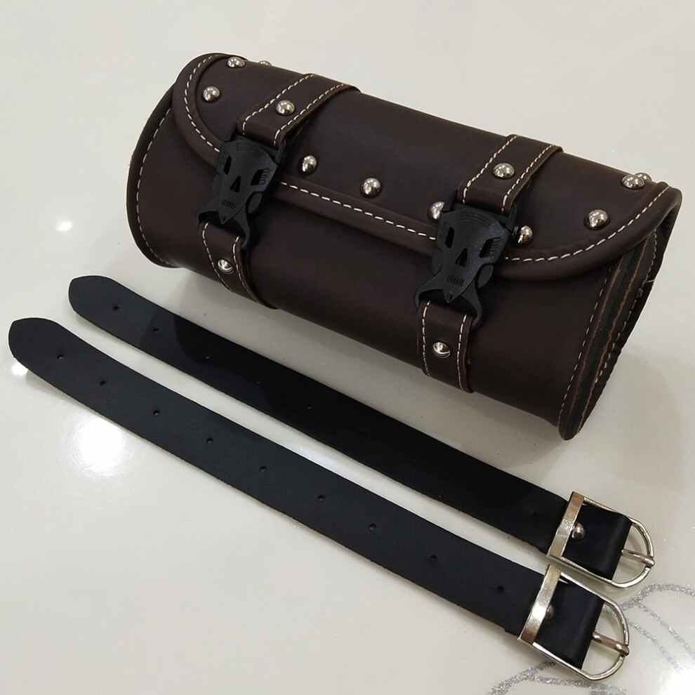 Worgeous Universal Motorcycle Saddlebag Waterproof Pu Leather Storage Bag With Mounting Straps For Convenient Use Black 9418476474446