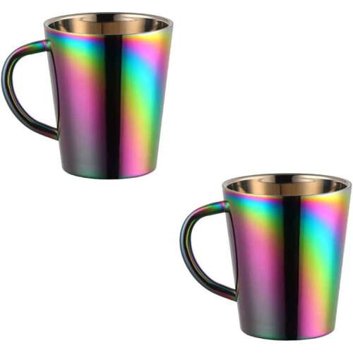 2er-Set Edelstahl-Kaffeebecher (10 oz), Regenbogenfarben