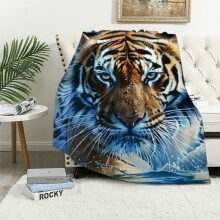 Mexican Tiger Print Throw Blanket – Soft Plush Flannel for Couch, Sofa, Bed – Cozy Decor for Adults, Kids, Women, Men – White