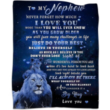 Couverture en flanelle ultra douce à motif lion 203 x 152 cm – Cadeau pour neveu, idéal pour Noël et son anniversaire, de la part de son