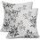 Capas de almofada decorativas em jacquard com estampa de folhas em preto e cinza, 45x45 cm (18x18 polegadas), conjunto com 2 unidades, compatíveis 1