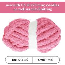 1-pakning Chunky Chenille-garn (27 yards, 8oz) – Mykt, luftig og tykt fløyelsgarn til hekling, strikking og veving av tepper