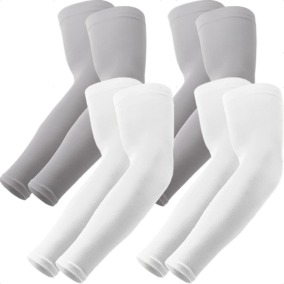 4 Pairs Arm Sleeves, Cooling UV Sun Protection Sports Compression Sleeves for Men Women, Golf Basketball Arm Sleeves