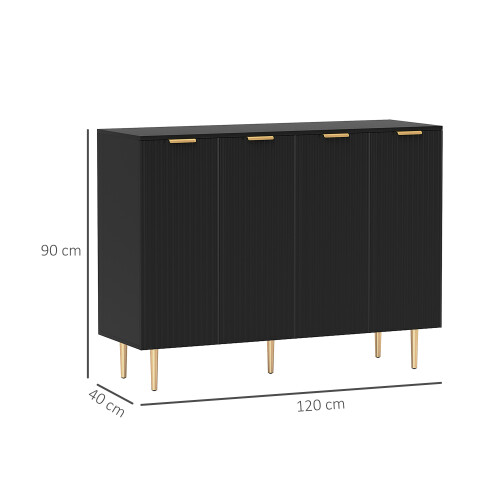 Homcom HOMCOM Sideboard Buffet Cabinet with Adjustable Shelves, Black 2
