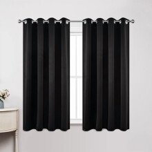 Blackout Curtains 72" L, 2 Panels, Thermal Insulated, Room Darkening Grommet Drapes (52x72", Black)
