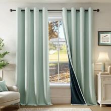 100% Blackout Curtains 52x54", 2 Panels, Seafoam Green, Thermal Insulated, Soundproof, Energy Saving, Grommet Top – Compatible with Standard Rods