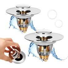 Skycarper 2-Pack Stainless Steel Bathroom Sink Stopper, Anti-Clog Bounce Spring Drain Filter, Fits 1.34–1.57in Drain Hole