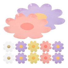 40pcs Flower Shaped Paper Plates Decorative Tray Flower Shape Daisy Paper Plates For Spring Party Birthday Party Boho Style Paper Flower Party Plates