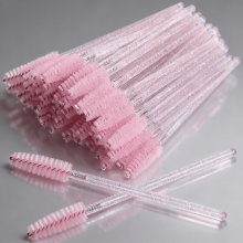 200 wegwerp wimperborsteltjes/mascara-staafjes/spoolies voor wimperverlenging, wenkbrauwen en make-up, roze