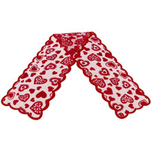 Camino de mesa de encaje rojo para el Día de San Valentín: decoración romántica en forma de corazón para bodas y fiestas, compatible con la