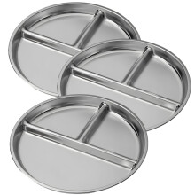 Ensemble de 4 assiettes compartimentées en acier inoxydable 304 pour le contrôle des portions et la préparation des repas – Robuste et