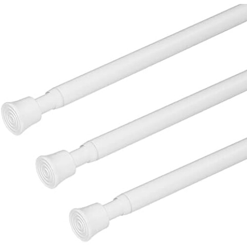 Gardinstång med spännfunktion, vit, justerbar, 60-100 cm, 3-pack