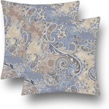 Conjunto de 2 capas de almofada com estampa floral paisley moderna, 45x45 cm, design boho mandala, decoração boêmia vintage para casa, varanda e