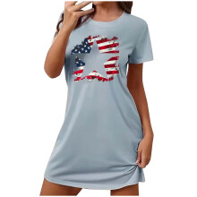 Naisten isänmaallinen 4th of July -lyhyt unimekko Crewneck-kauluksella