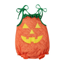 Halloween-Outfit für Babys – Ärmelloser Kürbis-Strampler für Kleinkinder, verstellbar