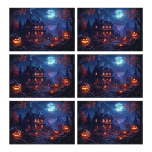 Halloweenské lněné prostírání, balení 6 kusů, 45x30cm