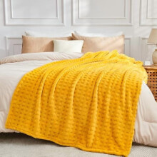 Super Soft King Blanket, Mustard Yellow, 3D Waffle Silky Flannel Fleece – All-Season Lightweight Bed Blanket (90"x110")