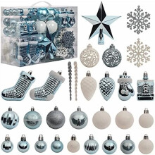 Weihnachtskugeln, blau-weiß, 132er-Packung