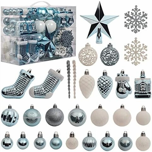 Weihnachtskugeln, blau-weiß, 132er-Packung