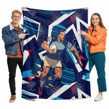 Flanellteppe med sportstema for seng, reise og camping, idrettsutøvere rugbyblått geometrisk supermykt og koselig teppe for alle årstider 40"x50"