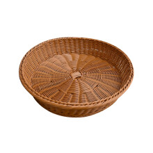 Panier à pain rond tressé pour le service – Convient pour les petits pains, les craquelins, les collations et les fruits, 25 cm x 7 cm