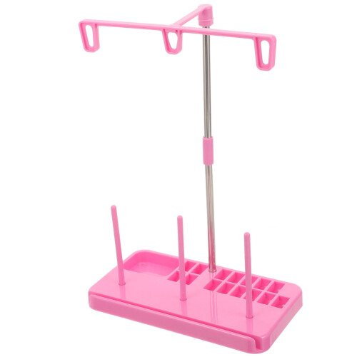 Porta-filo da cucito in plastica rosa e metallo – 3 rocchetti