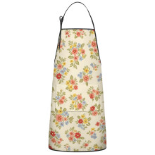 Floral Print Cotton Linen Apron with Pockets 33x27 Inch