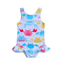 Zomerse badpak-onesie/bikini met ruches en cartoonprint voor peutermeisjes van 18-24 maanden.