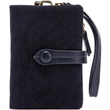 RFID-Damengeldbörse, Cord-Geldbörse, dreifach faltbar, Clutch mit Reißverschlussfach, Handgelenktasche, Kreditkartenhalter für Damen