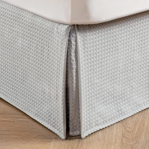 Vaffelvævet sengeskørt 35 cm dråbe polyester
