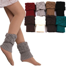 1 Paar Winter Damen Häkel-Stiefelstulpen mit Bündchen, Strickstulpen, elastische Beinwärmer