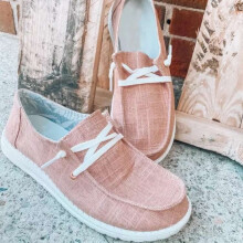 Women's Lace-up Loafers Lightweight Casual Boat Shoes with Arch Support Slip-on Sneakers Walking Canvas Shoes
