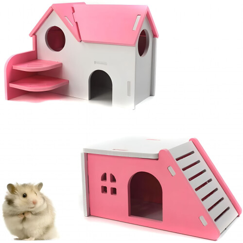 Wooden Hamster Hideout House for Small Pets