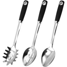Cucharas grandes para servir de 35,5 cm, juego de cucharas para cocinar, servidor de espaguetis, cuchara ranurada de acero inoxidable, juego de