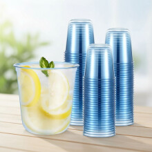 50 copas de vino desechables sin tallo de 355 ml (12 oz) – Plástico transparente, azul claro, para bodas, fiestas, Navidad (compatibles con vasos