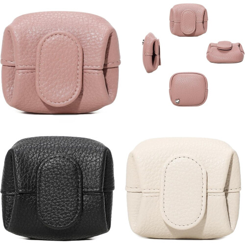 Lychee Texture Mini Coin Purse Leather 3 Pack
