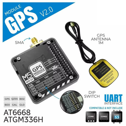 For M5Stack GPS Module V2.0 with External Antenna AT6668 Multi-System GNSS Receiver for High-Precision Positioning 1