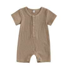Baby Frühlingsneuheit Einteiler Neugeborenen Kletterkleidung Kurzarm Dünner Jumpsuit Bequemer Strampler mit Knopfleiste, Größe 0-12 Monate