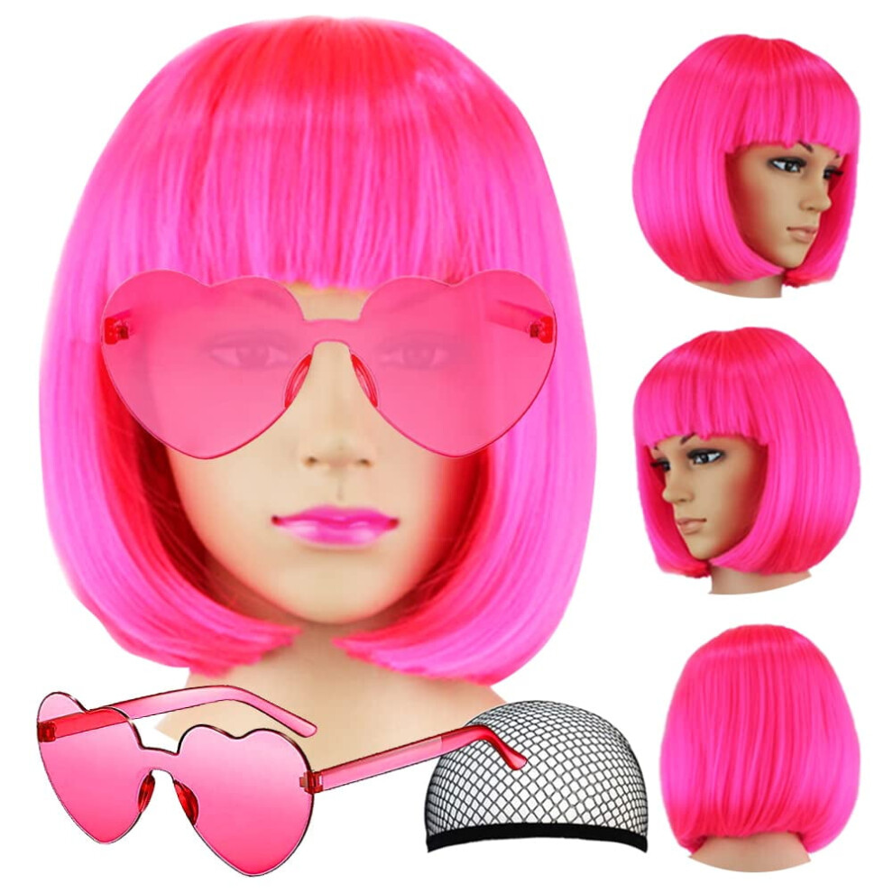 Short Bob Wig with Flat Bangs 14 inch