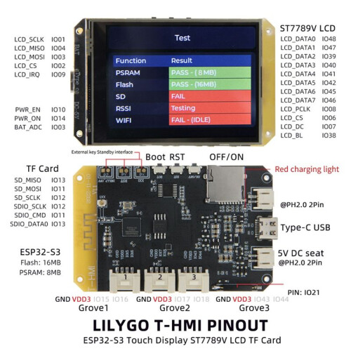 ESP32-S3 T-HMI 2,8 Inch Touch Display Development Board ST7789 LCD-Scherm WIFI 1