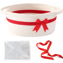 Panier cadeau avec ruban et sac 34,3 cm x 21,6 cm x 14 cm - Panier blanc pour la Saint-Valentin, Pâques, Noël